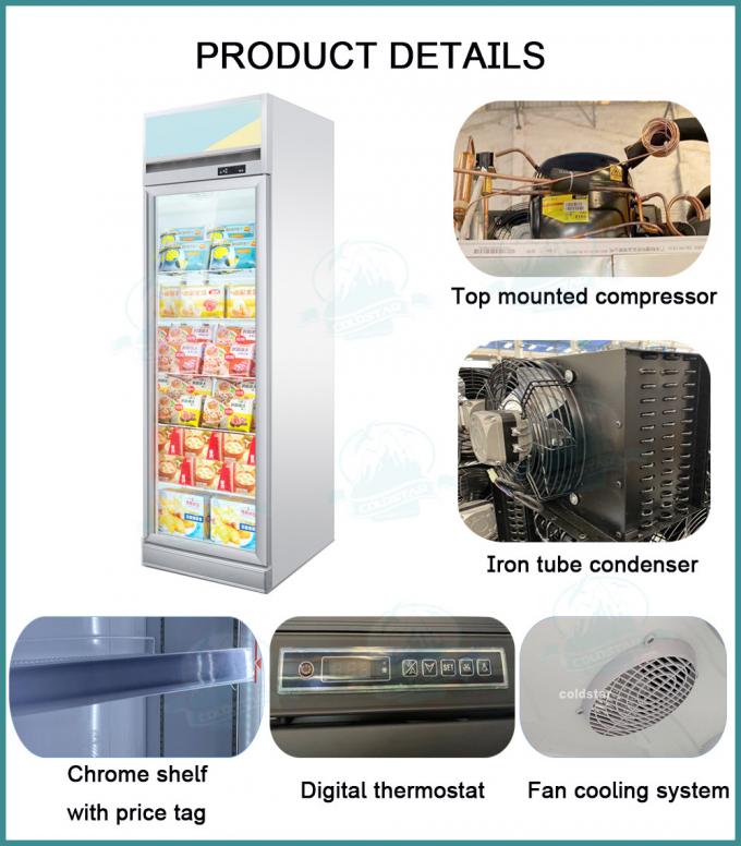 400L Supermarket Glass Door Bottle Cooler Beverege Upright Freezer